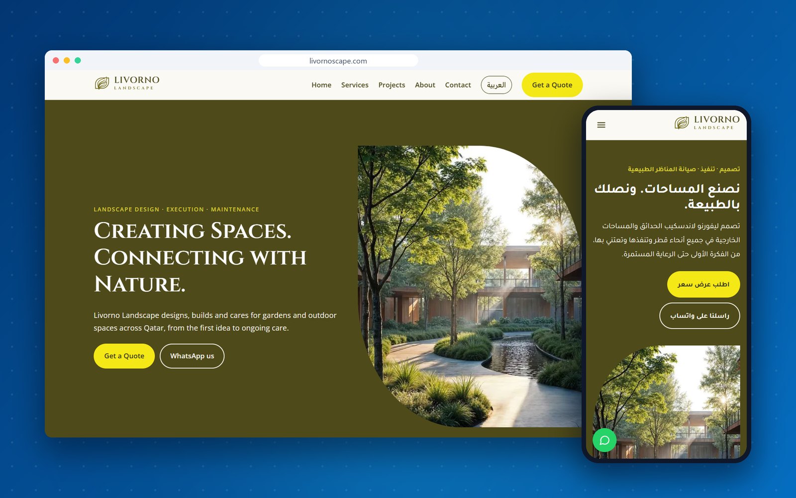 Livorno Landscape website on desktop and phone